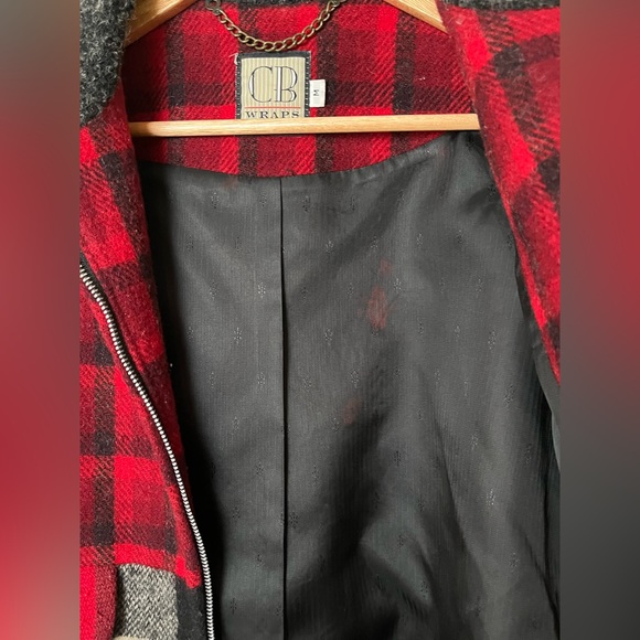 Vintage cb Wraps by Canvasbacks M Wool Plaid Multi Pattern Zip Jacket - Picture 4 of 7